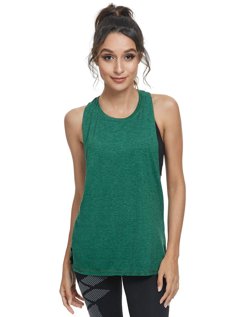Cosy Pyro Workout Tank Tops for Women Lightweight Running Tanks Basic Gym Tops Sleeveless Athletic Yoga Shirts-4 Pack Black/White/Dark Gray/Green M - Image 2
